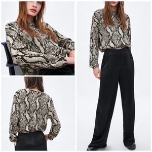 Zara crop snake print sweatshirt